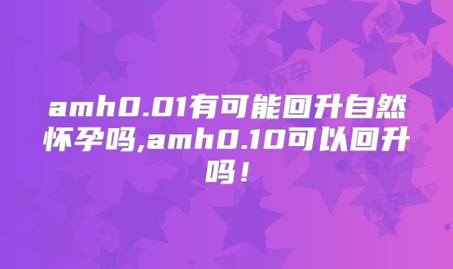 amh0.01有可能回升自然怀孕吗,amh0.10可以回升吗!