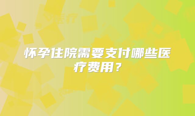 怀孕住院需要支付哪些医疗费用?