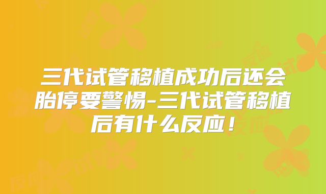 三代试管移植成功后还会胎停要警惕-三代试管移植后有什么反应！