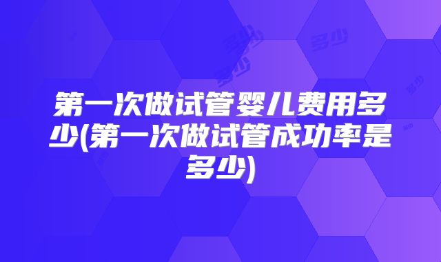 第一次做试管婴儿费用多少(第一次做试管成功率是多少)