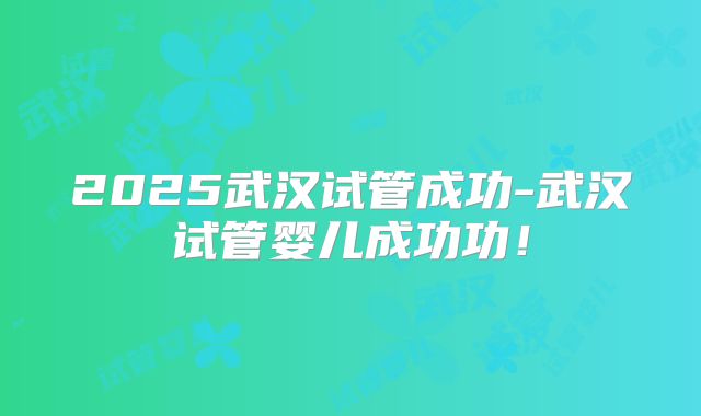 2025武汉试管成功-武汉试管婴儿成功功！