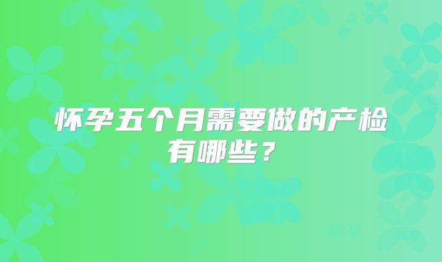 怀孕五个月需要做的产检有哪些?