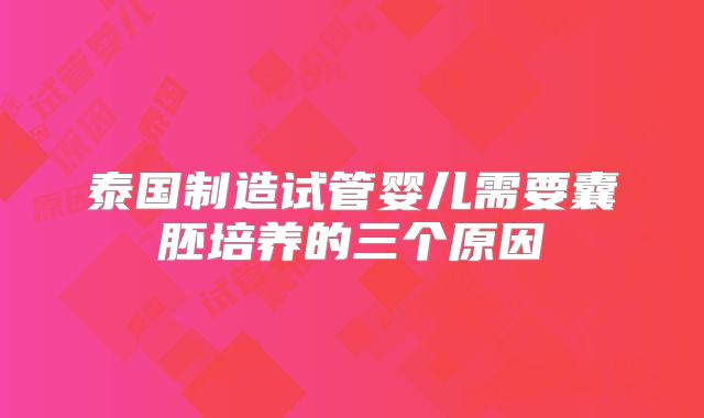 泰国制造试管婴儿需要囊胚培养的三个原因