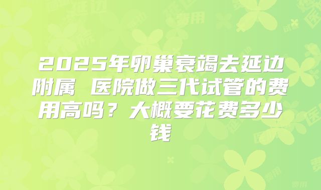 2025年卵巢衰竭去延边附属 医院做三代试管的费用高吗？大概要花费多少钱