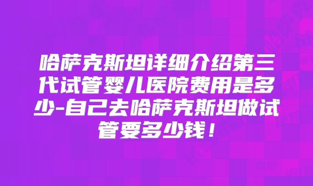 哈萨克斯坦详细介绍第三代试管婴儿医院费用是多少-自己去哈萨克斯坦做试管要多少钱!