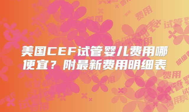 美国CEF试管婴儿费用哪便宜?附最新费用明细表