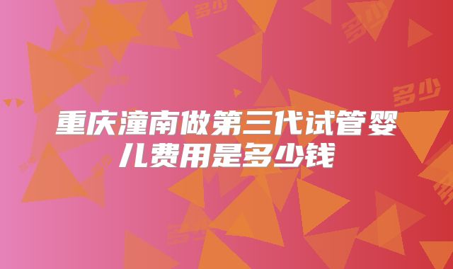 重庆潼南做第三代试管婴儿费用是多少钱