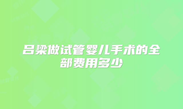 吕梁做试管婴儿手术的全部费用多少