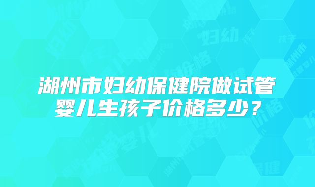 湖州市妇幼保健院做试管婴儿生孩子价格多少？