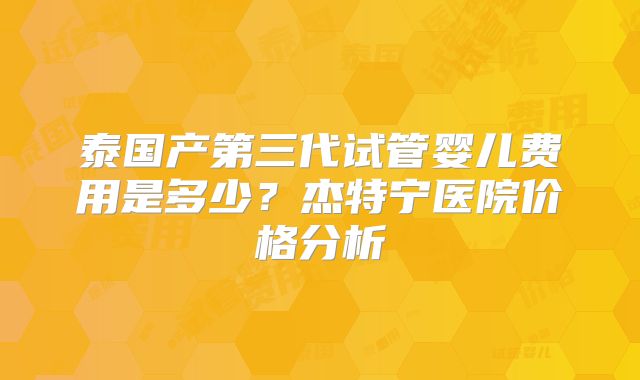 泰国产第三代试管婴儿费用是多少？杰特宁医院价格分析