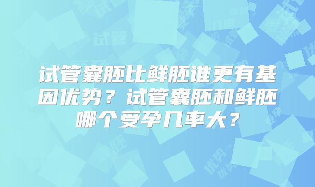 试管囊胚比鲜胚谁更有基因优势？试管囊胚和鲜胚哪个受孕几率大？