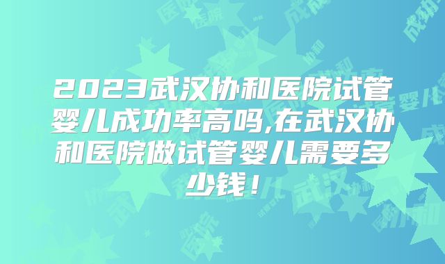 2023武汉协和医院试管婴儿成功率高吗,在武汉协和医院做试管婴儿需要多少钱!