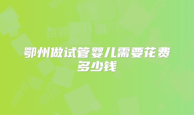 鄂州做试管婴儿需要花费多少钱