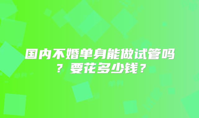国内不婚单身能做试管吗？要花多少钱？