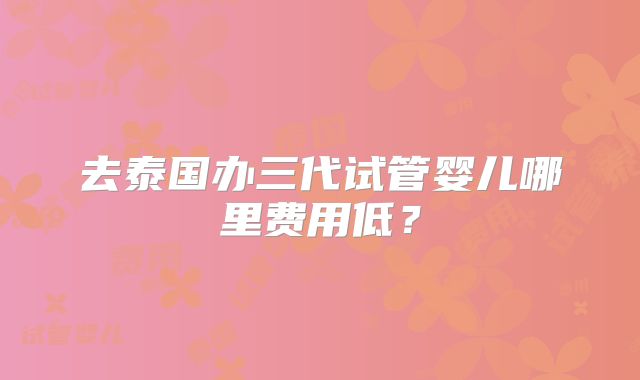 去泰国办三代试管婴儿哪里费用低？