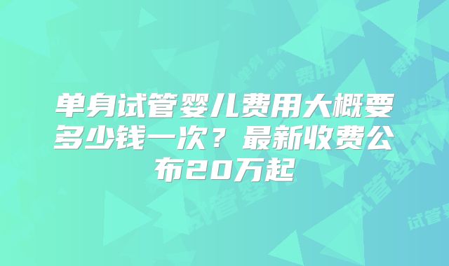 单身试管婴儿费用大概要多少钱一次？最新收费公布20万起