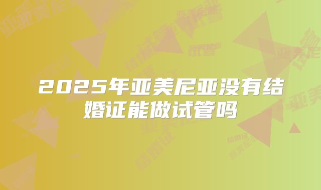 2025年亚美尼亚没有结婚证能做试管吗