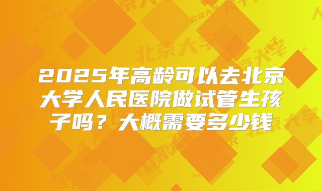 2025年高龄可以去北京大学人民医院做试管生孩子吗?大概需要多少钱