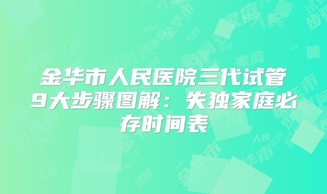 金华市人民医院三代试管9大步骤图解：失独家庭必存时间表