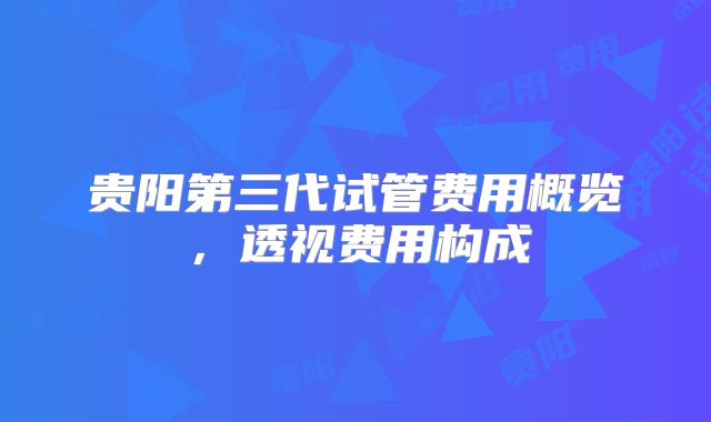 贵阳第三代试管费用概览，透视费用构成