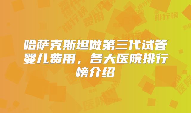 哈萨克斯坦做第三代试管婴儿费用，各大医院排行榜介绍