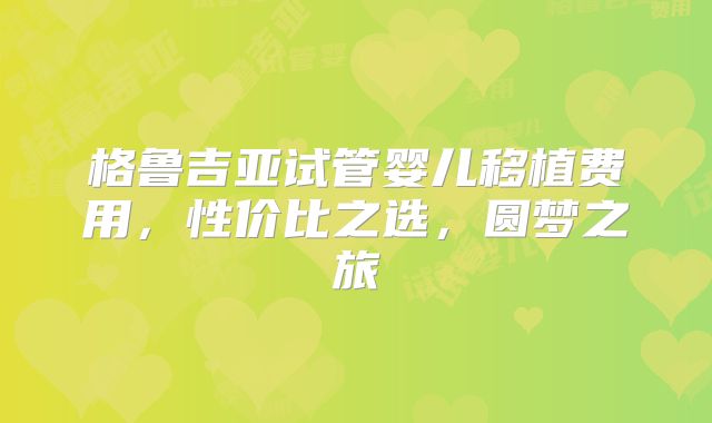 格鲁吉亚试管婴儿移植费用，性价比之选，圆梦之旅