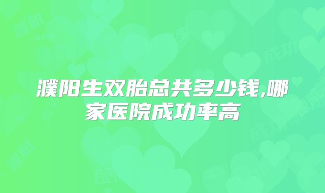 濮阳生双胎总共多少钱,哪家医院成功率高