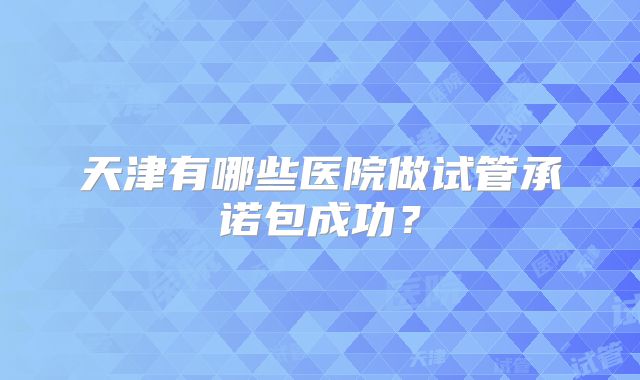 天津有哪些医院做试管承诺包成功？