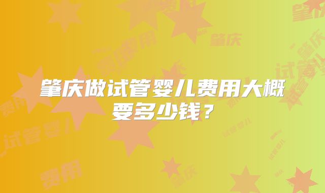 肇庆做试管婴儿费用大概要多少钱？