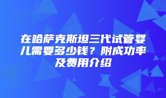 在哈萨克斯坦三代试管婴儿需要多少钱？附成功率及费用介绍