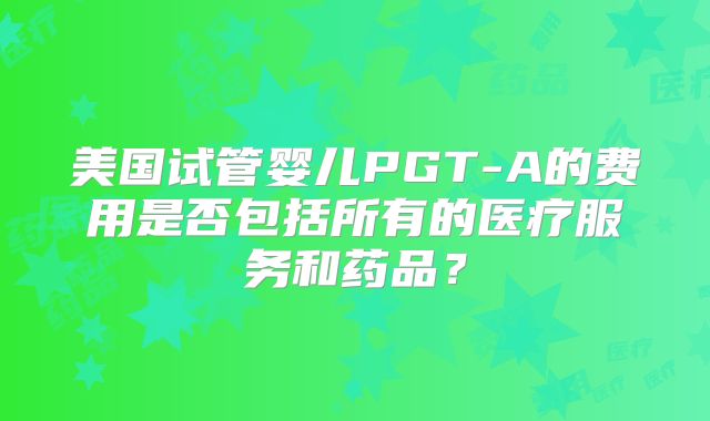 美国试管婴儿PGT-A的费用是否包括所有的医疗服务和药品?