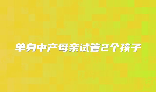 单身中产母亲试管2个孩子