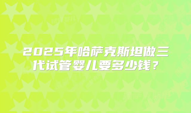 2025年哈萨克斯坦做三代试管婴儿要多少钱？