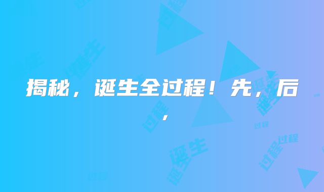 揭秘，诞生全过程！先，后，