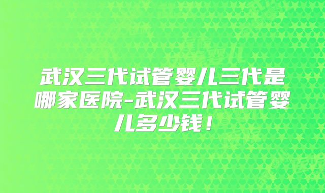 武汉三代试管婴儿三代是哪家医院-武汉三代试管婴儿多少钱！