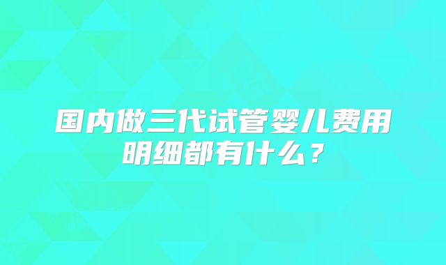 国内做三代试管婴儿费用明细都有什么？