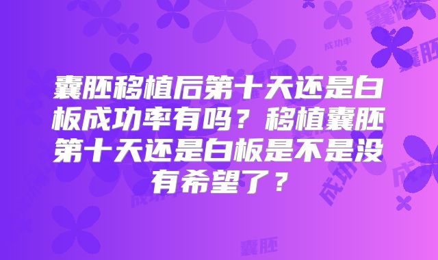 囊胚移植后第十天还是白板成功率有吗?移植囊胚第十天还是白板是不是没有希望了?