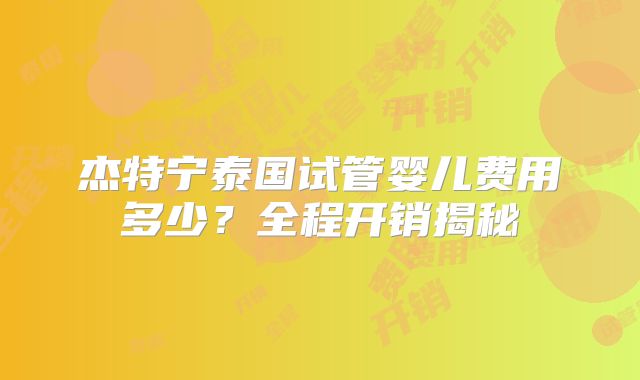 杰特宁泰国试管婴儿费用多少？全程开销揭秘