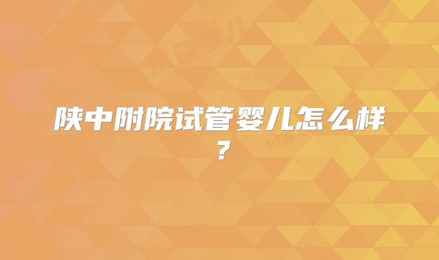 陕中附院试管婴儿怎么样？