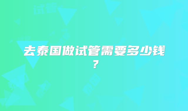 去泰国做试管需要多少钱？