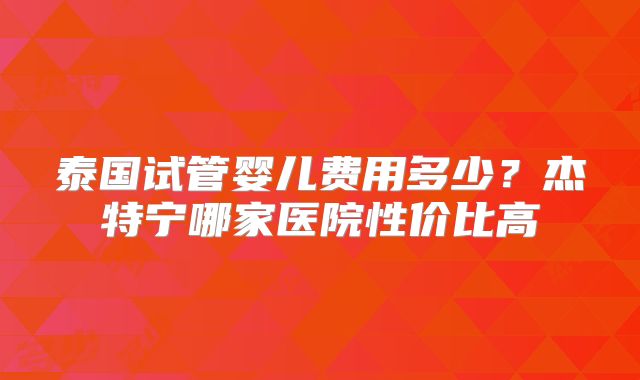 泰国试管婴儿费用多少？杰特宁哪家医院性价比高