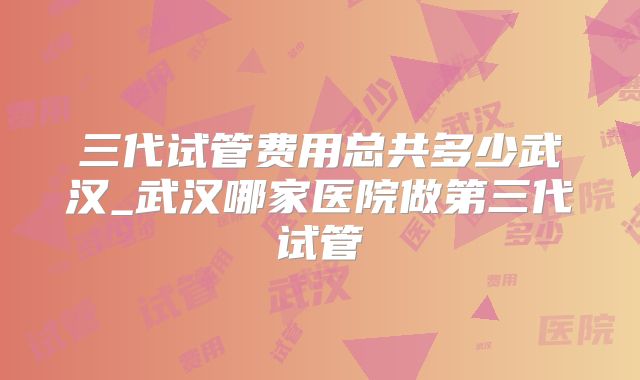 三代试管费用总共多少武汉_武汉哪家医院做第三代试管