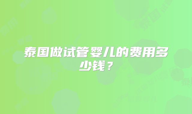 泰国做试管婴儿的费用多少钱？