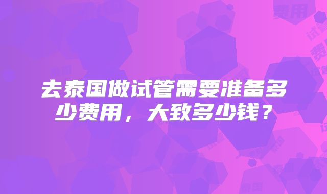 去泰国做试管需要准备多少费用，大致多少钱？