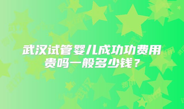 武汉试管婴儿成功功费用贵吗一般多少钱？
