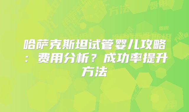 哈萨克斯坦试管婴儿攻略:费用分析?成功率提升方法