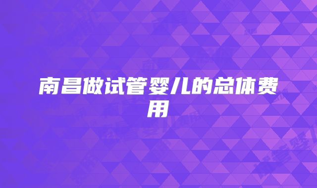 南昌做试管婴儿的总体费用