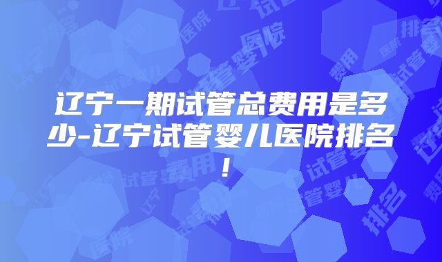 辽宁一期试管总费用是多少-辽宁试管婴儿医院排名!