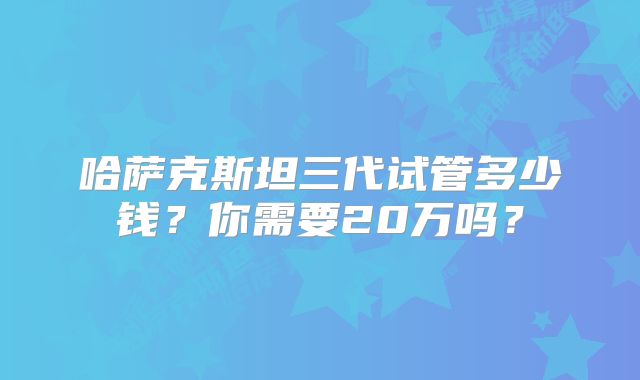 哈萨克斯坦三代试管多少钱？你需要20万吗？