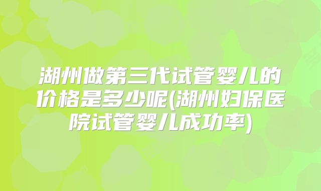湖州做第三代试管婴儿的价格是多少呢(湖州妇保医院试管婴儿成功率)